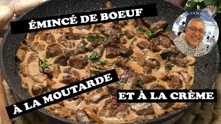 Émincé de boeuf à la moutarde et a la creme  minced beef with cream and mushrooms [upl. by Annie]