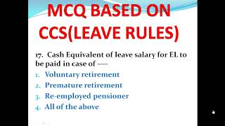 mcq Leave Rules 1972 QNo 11 to 20 [upl. by Brottman]