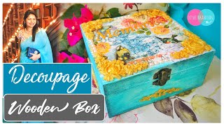 How to make a decoupage box  Painted box  Decoupage wooden box  Decoupage for beginners [upl. by Nerhe]