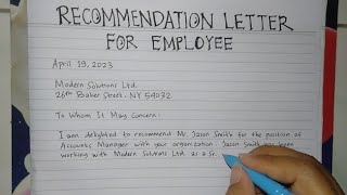 How to Write A Recommendation Letter for Job Employee Step by Step  Writing Practices [upl. by Annuahsal]