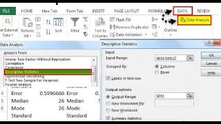 Descriptive Statistics Table in Excel [upl. by Driskill168]