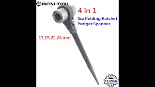 4 in 1 Scaffolding Ratchet Podger Spanner 17192224 mm PRW 17294 INFINITOOLS [upl. by Bouton799]