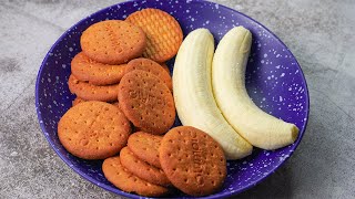 5 mins Fireless Cooking  Instant Dessert Recipe With Banana amp Biscuit  Banana Ladoo Recipe  Yummy [upl. by Nesyt]