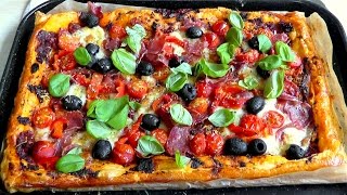 Puff Pastry Pizza Tart How to make easy recipe [upl. by Chaddy929]