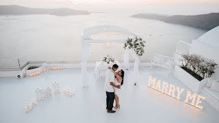 Engagement Proposal in Santorini on the whitewashed balcony  Vanilla Sky Weddings [upl. by Nassir]