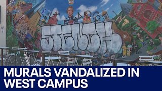 Murals in West Campus defaced by graffiti  FOX 7 Austin [upl. by Maunsell463]