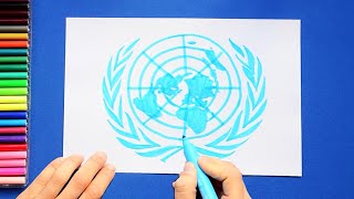 How to draw United Nations Symbol or Emblem [upl. by Anerev729]