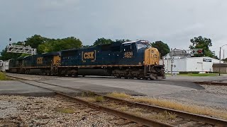 CSXT 4536 SD70MAC leads CSX M653 at Hamlet NC [upl. by Ahsienak]