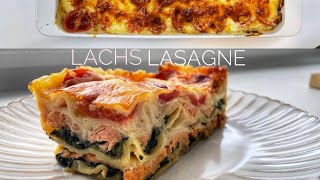 Lachs Lasagne Rezept mit Spinat und Béchamel sauce Lachs Lasagne selber machen Lachs Rezept [upl. by Goddard]