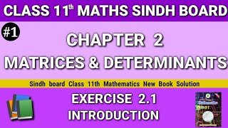 Class 11 maths sindh board New book Chapter 2 Exercise 21 Introduction Matrices and Determinants [upl. by Dweck]