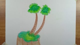 Tal Gas Drawing  Palm tree Drawing  drawing video drawing to step by step [upl. by Lucine]