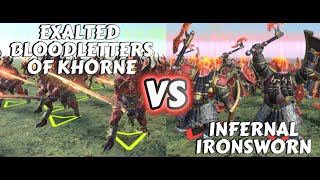 Who Will Win Exalted Bloodletters of Khorne or Infernal Ironsworn in Warhammer Total War 3 [upl. by Oigroig]