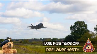 THIS HAS TO BE OUR LOWEST LOW F35 TAKE OFF UNRESTRICTED CLIMB TREE SKIMMING • USAF RAF LAKENHEATH [upl. by Barbra]