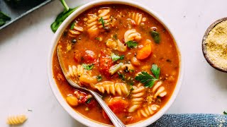 1Pot Vegan Minestrone Soup  Minimalist Baker Recipes [upl. by Llertnek]