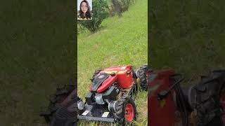 gasoline engine rechargeable battery blade rotary remote controlled slope lawn mower [upl. by Eversole]