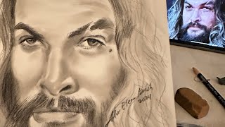 Quick Charcoal Sketch of Jason Momoa [upl. by Yedarb]