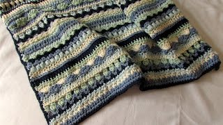 How to crochet a pretty mixed stripe blanket  afghan  throw tutorial [upl. by Ainna]