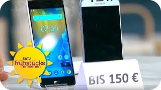 Smartphones im Test Was taugen 150€Smartphones  SAT1 Frühstücksfernsehen  TV [upl. by Tufts]