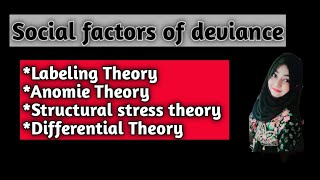 Social factors of devianceLabeling theoryAnomie theorySocial disorganization theoryDifferential [upl. by Darell]