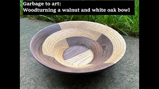 Woodturning Turning Oak and walnut scraps into a bowl woodworking woodturning [upl. by Leahci546]