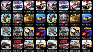 Traffic Rider NFS No Limits Most Wanted Asphalt 8 Hill Climb 2 Traffic Bike Payback 2 [upl. by Allicsirp920]