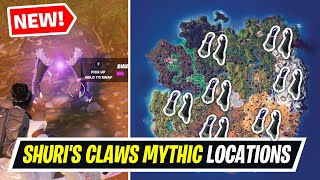 Fortnite All NEW MYTHIC Shuris Claws locations Gameplay  Where to Find Black Panther Claws Mythic [upl. by Siva517]