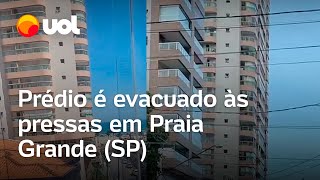 Prédio na Praia Grande em São Paulo é evacuado com risco de cair veja vídeo [upl. by Witt]