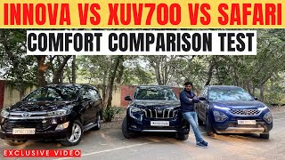 EXCLUSIVE देख लो किसमें है कितनी जगह Safari VS XUV700 VS Innova crysta [upl. by Arreic623]