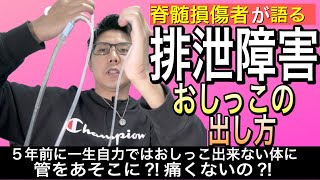 38 排泄障害 脊髄損傷、車いすユーザーの排尿の仕方編歩けない以外にしんどい事の一つ [upl. by Roanne406]