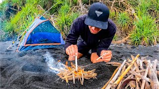 ACAMPADA EN SOLITARIO SIN COMIDA CASI PERDÍ TODO LO QUE TENÍA Fogatas pesca y exploración [upl. by Alyos]