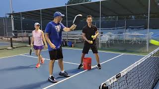 Pickleball practice drills Volleys working on quick hands and quick reload at the net May 24th [upl. by Aicemed831]