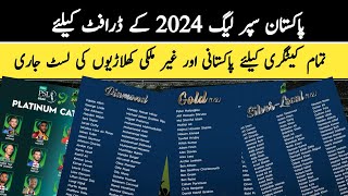 Full list of Pakistani and foreign Players for PSL 9 draft 2024  PSL draft live streaming time [upl. by Sholem]