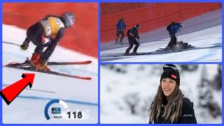 Cortina dAmpezzo Isabella Wright Crash  IsaBella Wright Airlifted After Crash in DH World Cup 🎿🚁 [upl. by Adnalra]