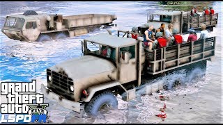 NATIONAL GUARD HIGH WATER VEHICLES RESCUES PEOPLE TRAPPED BY HURRICANE FLOODING  GTA 5 MOD [upl. by Ettezzus]