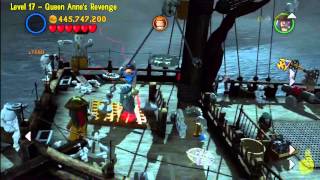 Lego Pirates of the Caribbean Level 17 Queen Annes Revenge  FREE PLAY Minikits and Compass  HTG [upl. by Ativla]