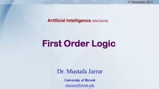 First Order Logic [upl. by Eittam536]