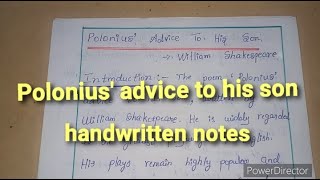 Polonius advice to his son notes William Shakespeare English notes [upl. by Yla233]