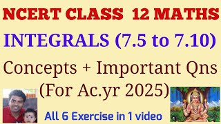 Integrals Ex75 to 710 one shot  important questions in Integrals NCERT class 12 maths tamil [upl. by Ilka]