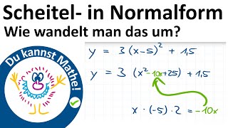 y  3x5²  15  Scheitelform in die Normalform umwandeln Scheitelpunktform [upl. by Marylynne]