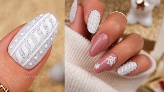 Sweterek na paznokciach krok po kroku  Zimowe paznokcie  Easy winter nail art tutorial [upl. by Eadrahc599]