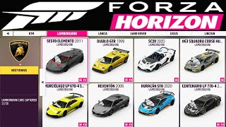 FORZA HORIZON 5  ALL CARS LIST 2024  ALL DLC 4K [upl. by Bick59]