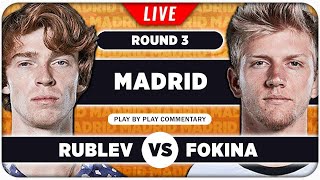 RUBLEV vs FOKINA • ATP Madrid 2024 • LIVE Tennis PlaybyPlay Stream [upl. by Tlihcox507]