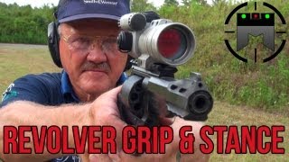 How to shoot a Revolver with world record shooter Jerry Miculek handgun grip amp stance [upl. by Alhak]