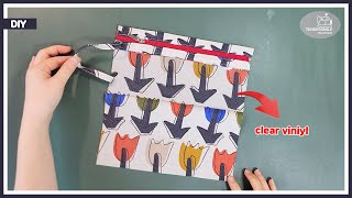 How to make a zipper pouch using clear vinyl  Toiletry Bag [upl. by Cinimod689]