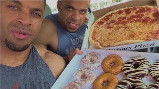 Epic Cheat Meal Pizza amp Donuts 1500 Calories Hodgetwins [upl. by Herculie666]