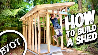 BUILDING A LEAN TO SHED  START TO FINISH Part 1 of 2 [upl. by Nyluqcaj]