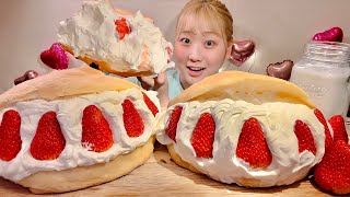 ASMR クリーム爆弾！ホイップメロンパン Fresh Cream Melon Bread【日本語字幕】【咀嚼音 Mukbang Eating Sounds】 [upl. by Marijane]