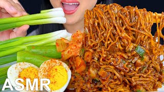 ASMR BLACK BEAN NOODLES RAW GREEN ONIONS BOILED EGGS amp CUCUMBERS  ASMR Phan [upl. by Tolmann805]