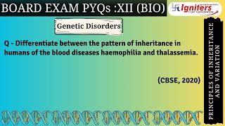 Differentiate between the pattern of inheritance in humans of the blood diseases haemophilia and [upl. by Petromilli]