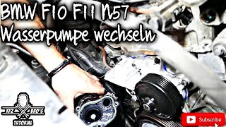 BMW F10  F11  N57  Wasserpumpe  Riemenspanner wechseln  Drehmomentwerte  Waterpump Replacement [upl. by Adnahs]